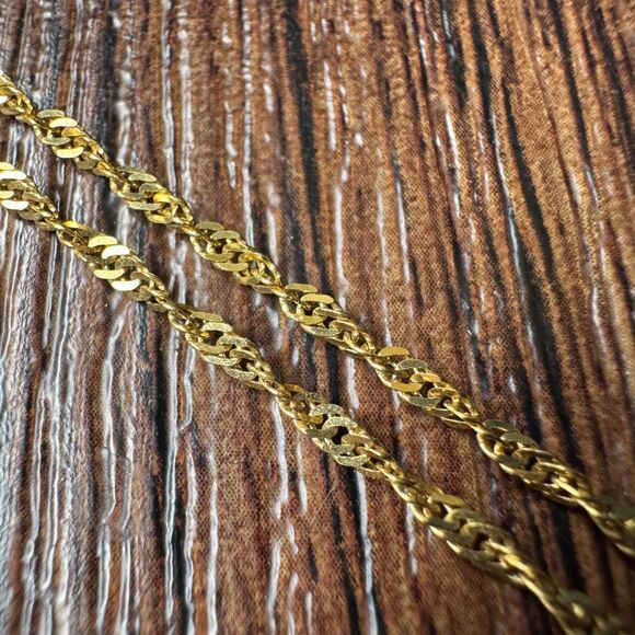 14k Yellow Gold Diamond Cut Singapore Chain 24 Inch 2mm Necklace Vintage 3.2g - Picture 10 of 16